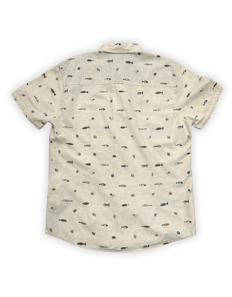 MENS FISH PRINT LINEN BUTTOM UP TOP