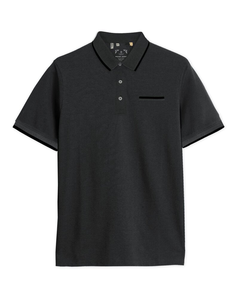 MENS BLACK PIQUE POLO TOP
