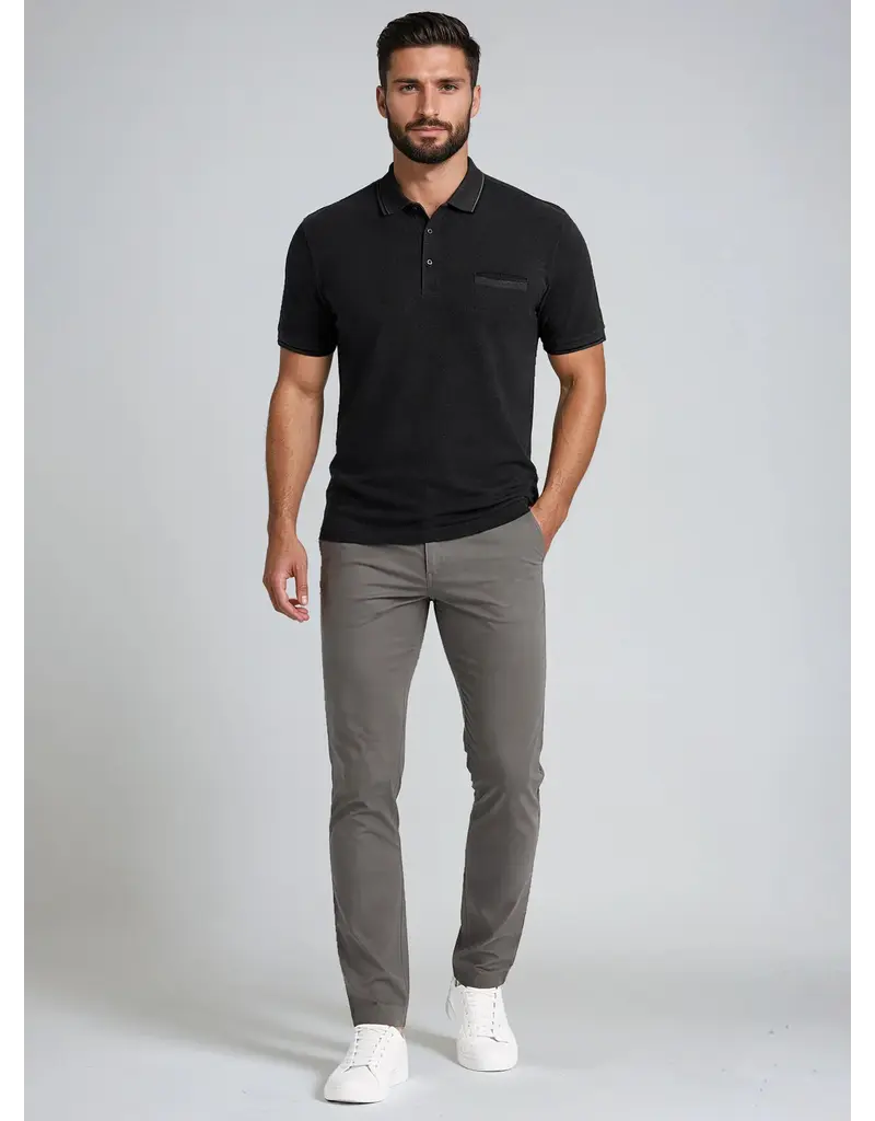 MENS BLACK PIQUE POLO TOP