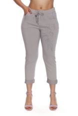 STRETCH DRAWSTRING PANTS w/EMBROIDERY