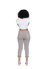 STRETCH DRAWSTRING PANTS w/EMBROIDERY