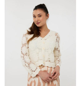 NATURAL CROCHET CARDI