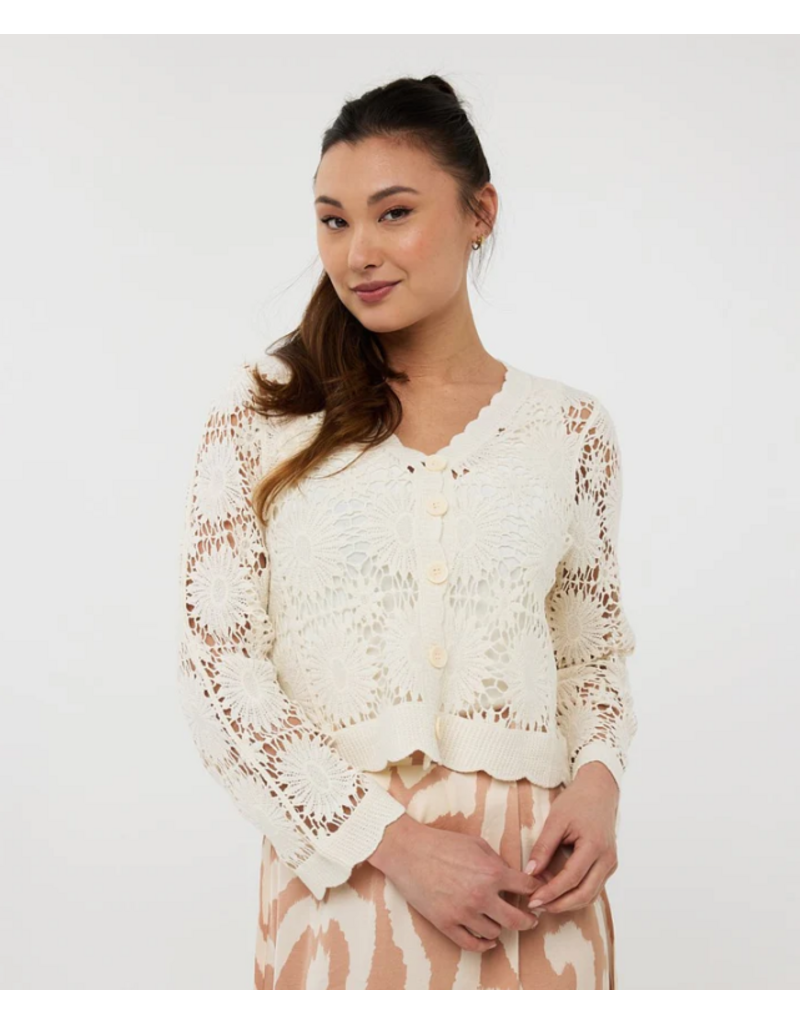 NATURAL CROCHET CARDI