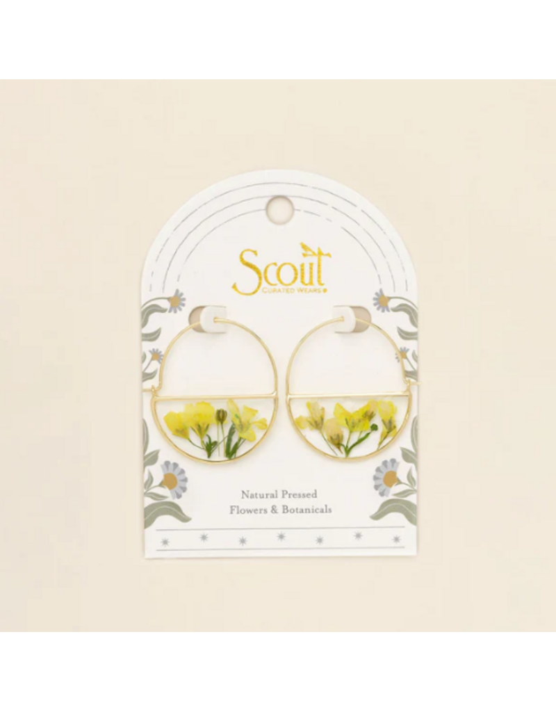 SCOUT PRESSED FLOWER HOOP EARRINGS  GOLD