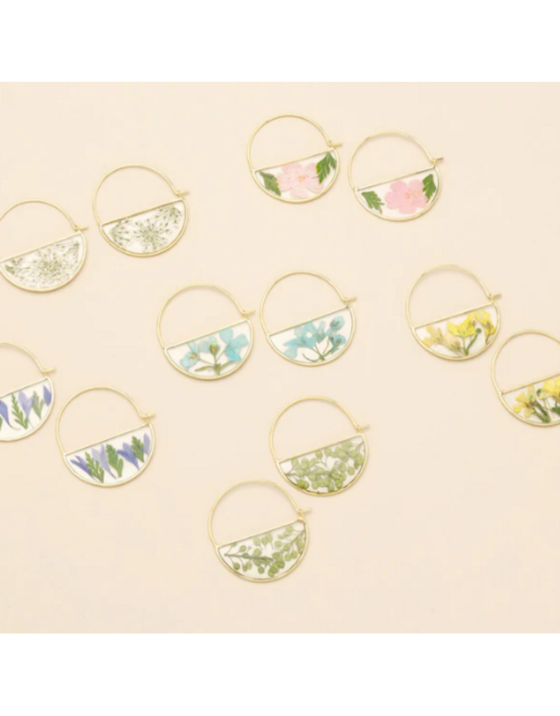 SCOUT PRESSED FLOWER HOOP EARRINGS  GOLD