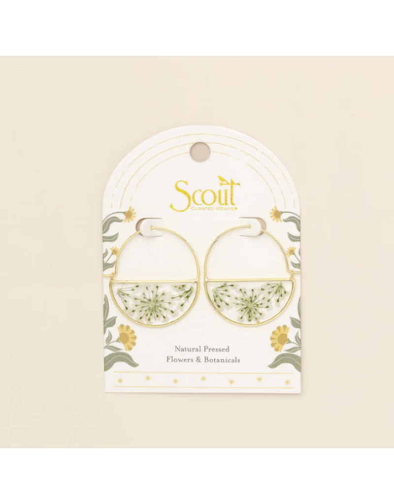 SCOUT PRESSED FLOWER HOOP EARRINGS  GOLD