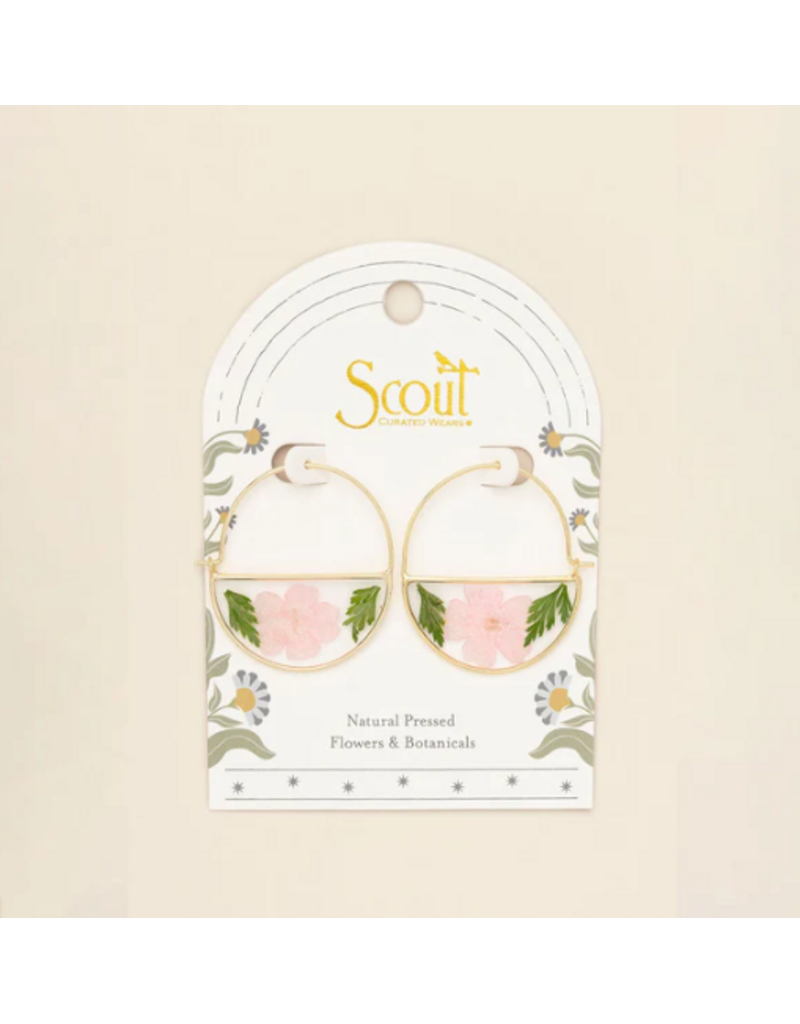 SCOUT PRESSED FLOWER HOOP EARRINGS  GOLD