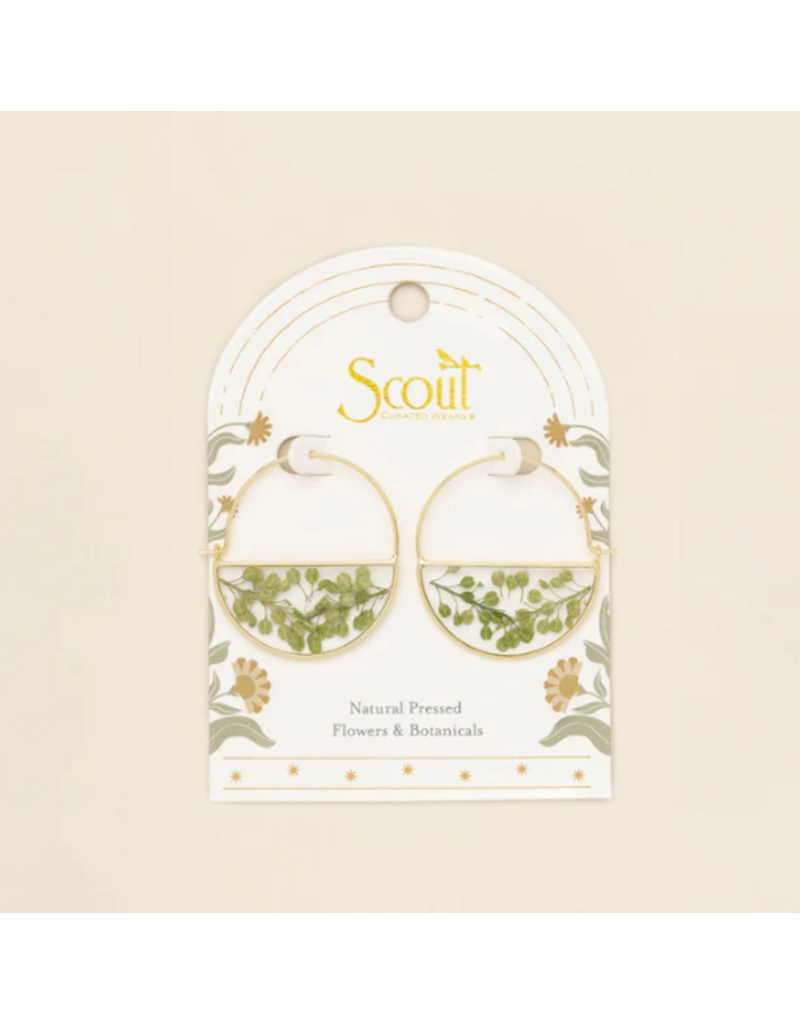 SCOUT PRESSED FLOWER HOOP EARRINGS  GOLD