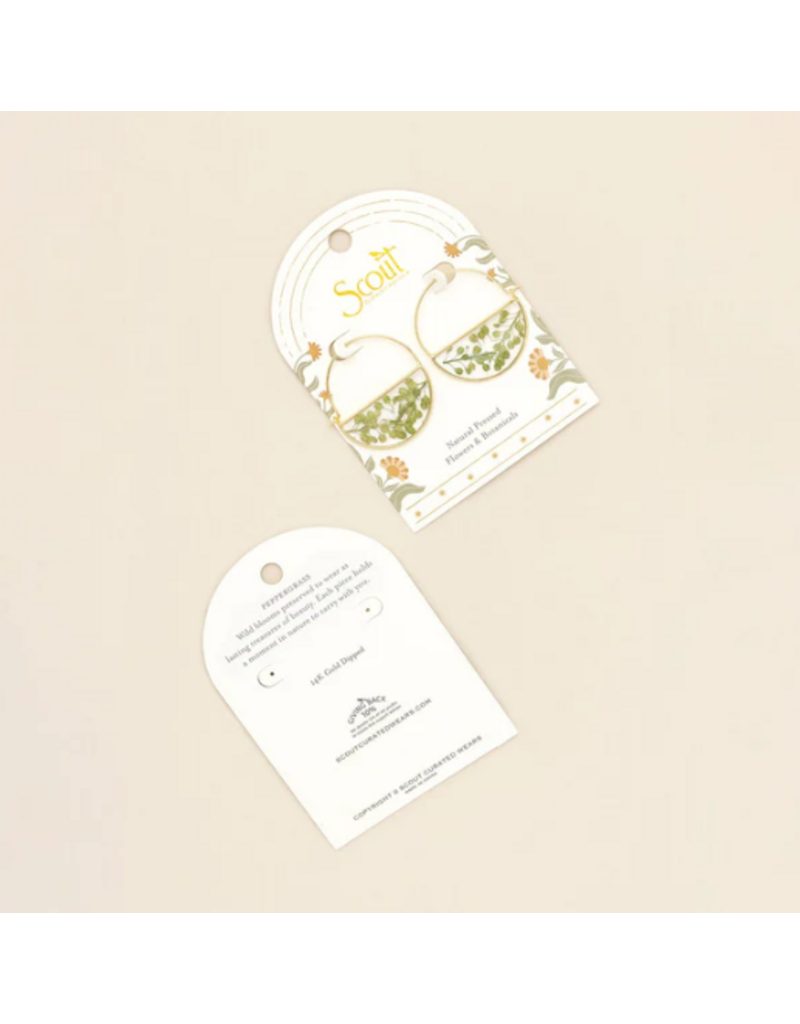 SCOUT PRESSED FLOWER HOOP EARRINGS  GOLD