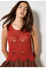 COTTON ORANGE CIRCLE CROCHET TANK SWEATER