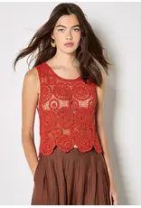 COTTON ORANGE CIRCLE CROCHET TANK SWEATER