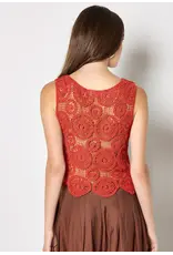 COTTON ORANGE CIRCLE CROCHET TANK SWEATER
