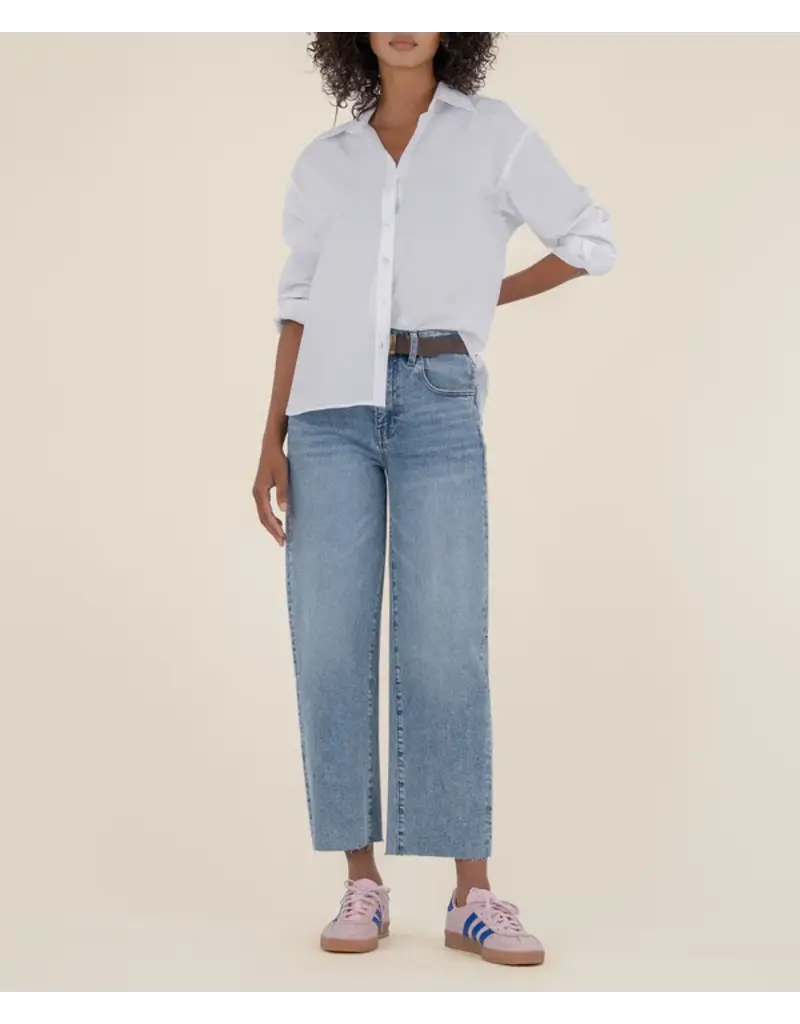 KUT GWEN HIGH RISE WIDE LEG RAW HEM