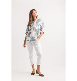 COTTON PAISLEY PRINTED HENLEY TOP