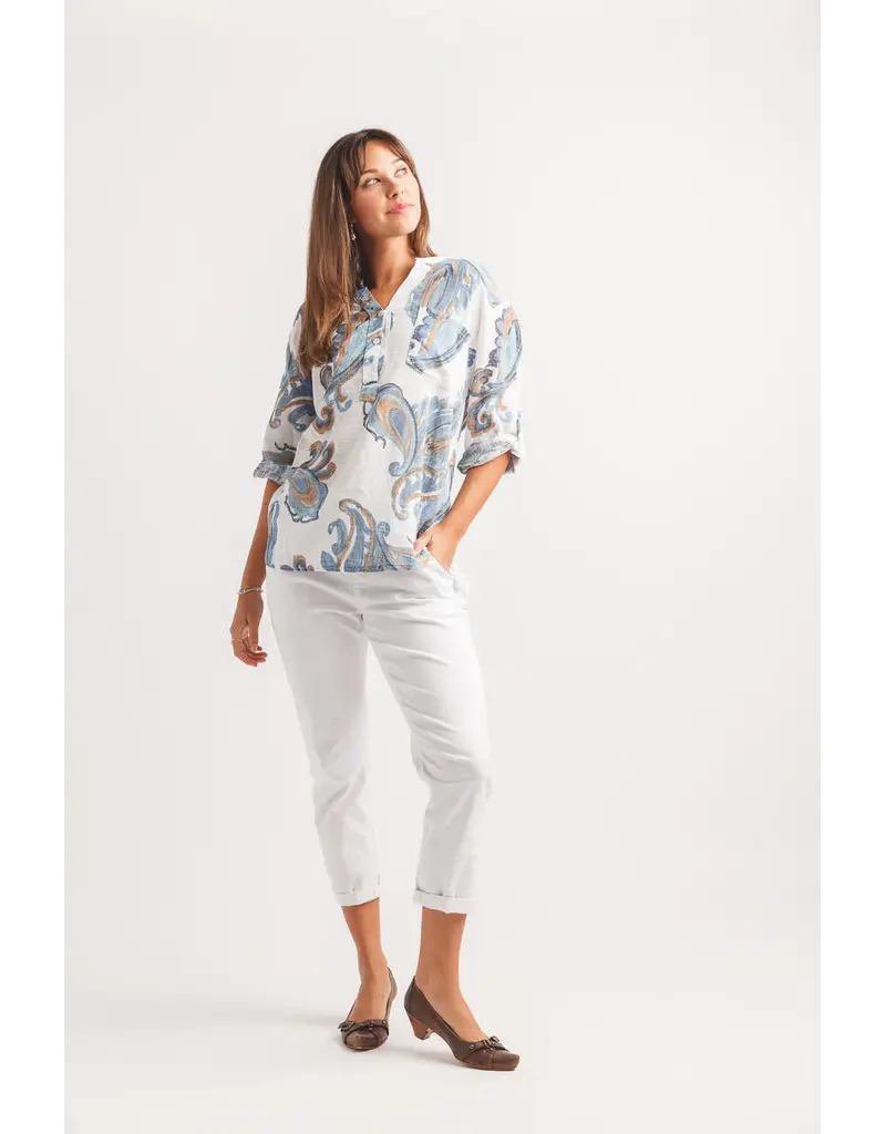 PAISLEY PRINTED HENLEY TOP