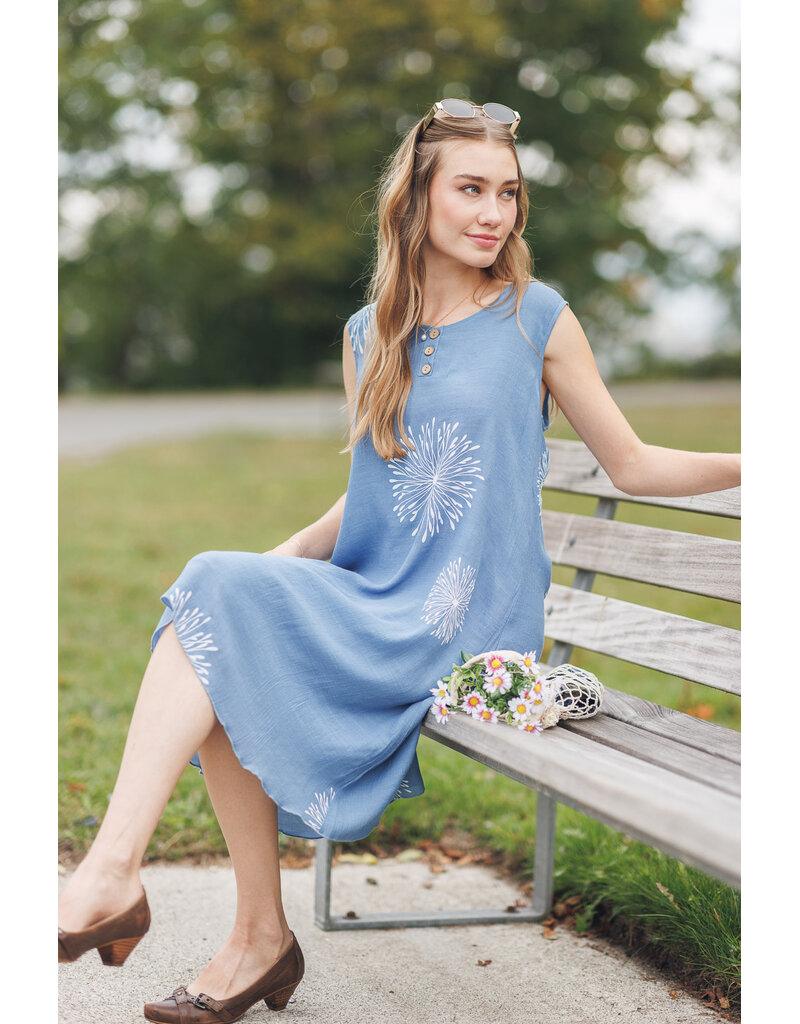 STARBURST PRINTED LAYERED DRESS