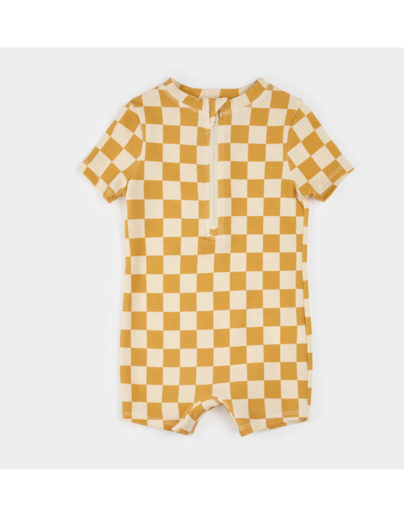 PETIT LEM S/S SWIM ROMPER KNIT