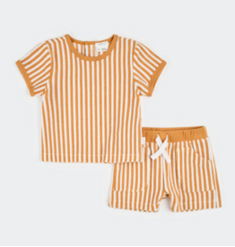 PETIT LEM 2PC SET S/S TOP + SHORTS KNIT YELLOW GOLD