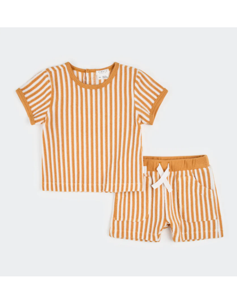 PETIT LEM 2PC SET S/S TOP + SHORTS KNIT YELLOW GOLD