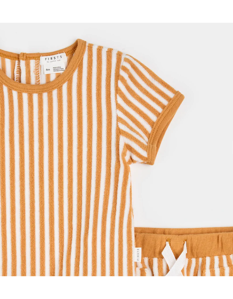 PETIT LEM 2PC SET S/S TOP + SHORTS KNIT YELLOW GOLD