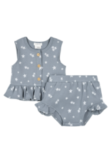 PETIT LEM 2PC SET SLVLESS TOP + SHORTS KNIT - BLUE DUSTY