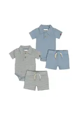 DIRKJE COTTON ONSIE/SHORT 2PC SET - BLUE/SAND
