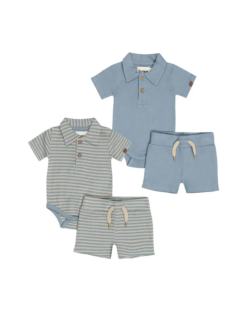 DIRKJE COTTON ONSIE/SHORT 2PC SET - BLUE/SAND