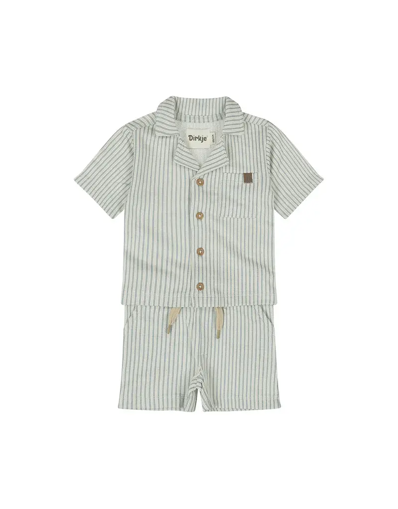 DIRKJE SHORT/BUTTON UP TOP 2PC- BLUE STRIPE
