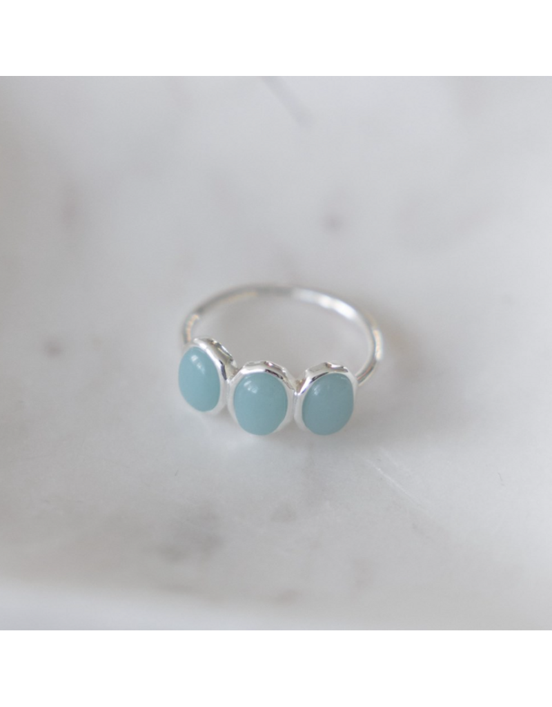GLEE TRI ESSENCE RING - AMAZONITE - SILVER