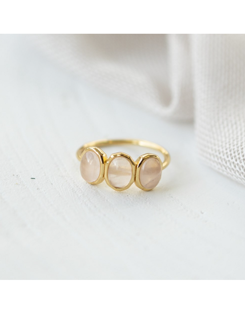 GLEE TRI ESSENCE RING - ROSE QUARTZ - GOLD
