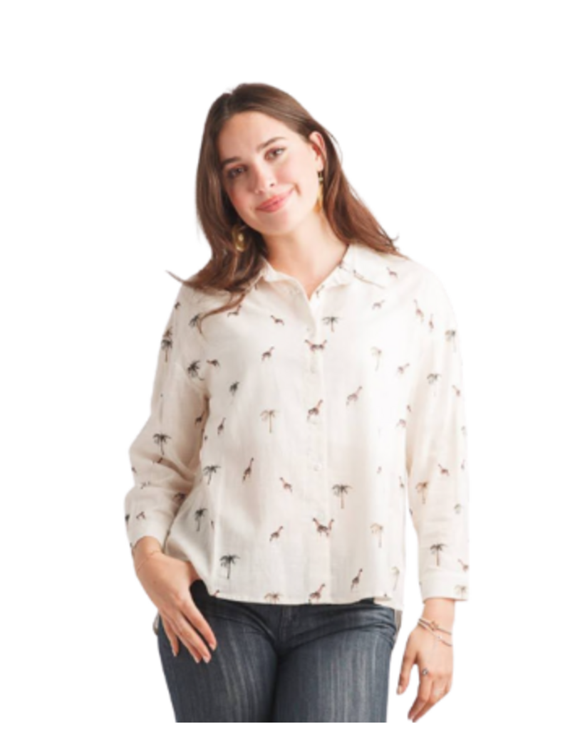GIRAFFE PRINTED COLLARED SHIRT