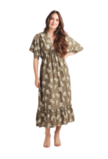 LEAF PRINT MAXI DRESS