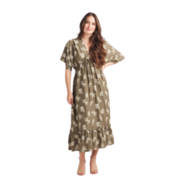 LEAF PRINT MAXI DRESS