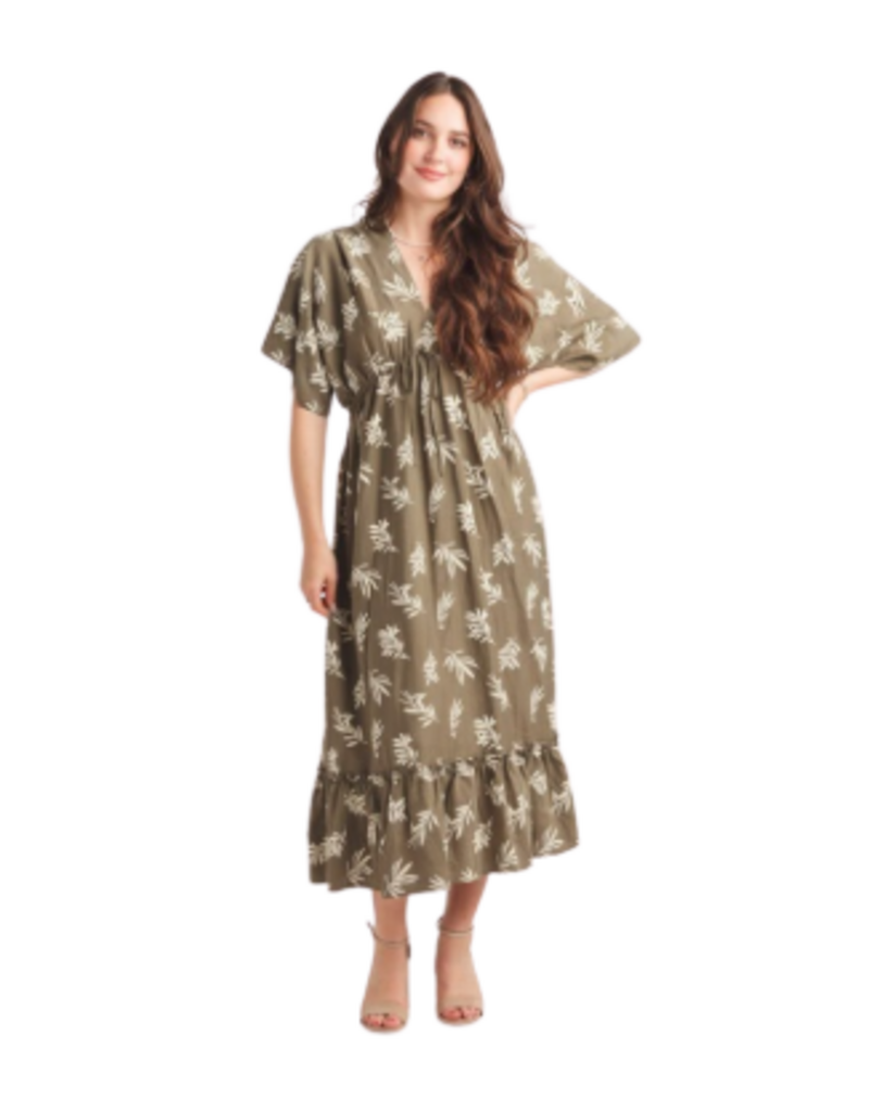 LEAF PRINT MAXI DRESS