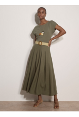 BOHO SLUB BELTED MIDI SKIRT - LINEN BLND