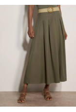 BOHO SLUB BELTED MIDI SKIRT - LINEN BLND
