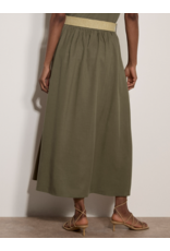 BOHO SLUB BELTED MIDI SKIRT - LINEN BLND