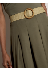 BOHO SLUB BELTED MIDI SKIRT - LINEN BLND