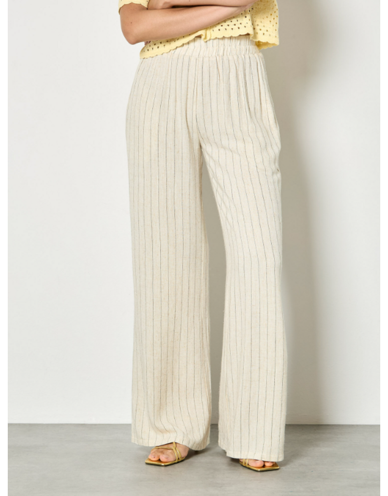 PINSTRIPE LINEN WIDE LEG TROUSER