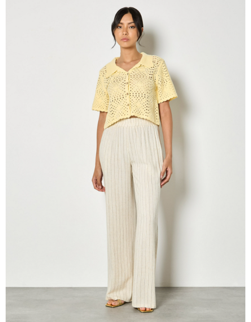 PINSTRIPE LINEN WIDE LEG TROUSER