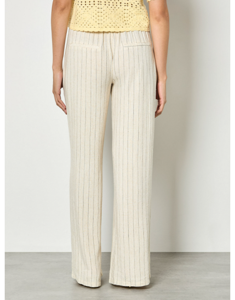 PINSTRIPE LINEN WIDE LEG TROUSER