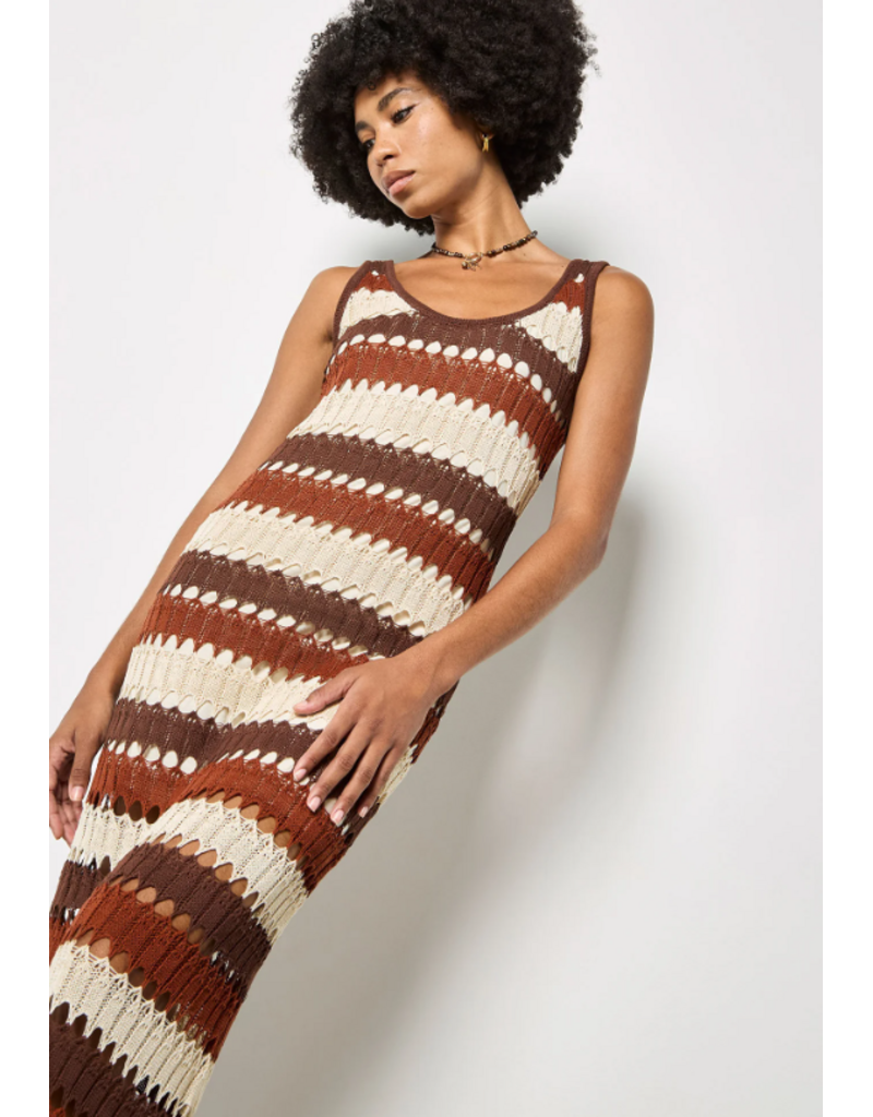 CROCHET STRIPE MAXI DRESS