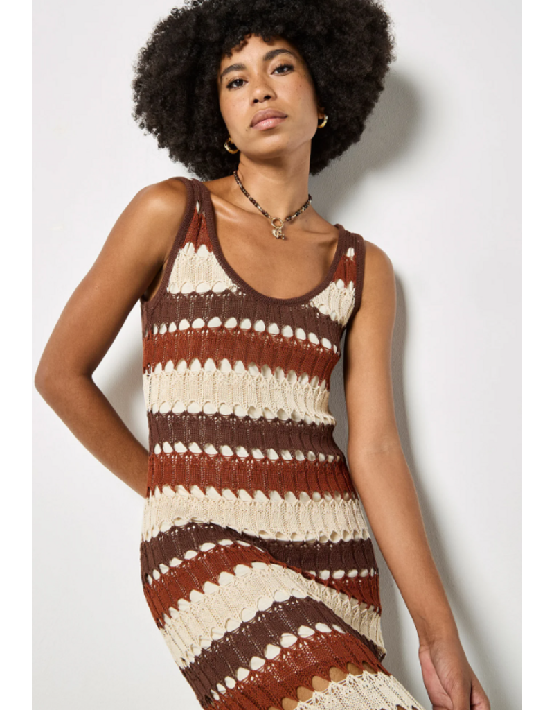CROCHET STRIPE MAXI DRESS