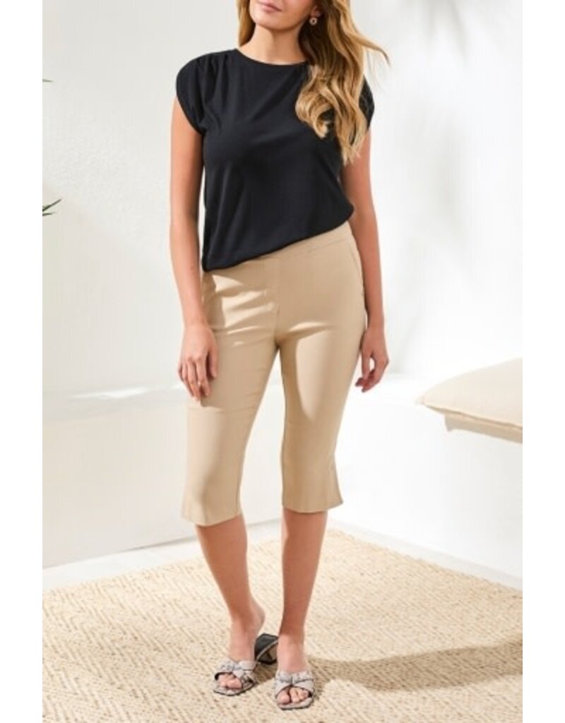 TRIBAL FLATTEN IT PULL ON CAPRI W/ VENT-BEACH