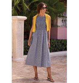 TRIBAL COTTON SLVLESS DRESS W/TOP RUCHING DTL-BLACK