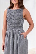 TRIBAL SLVLESS DRESS W/TOP RUCHING DTL-BLACK