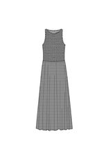 TRIBAL SLVLESS DRESS W/TOP RUCHING DTL-BLACK