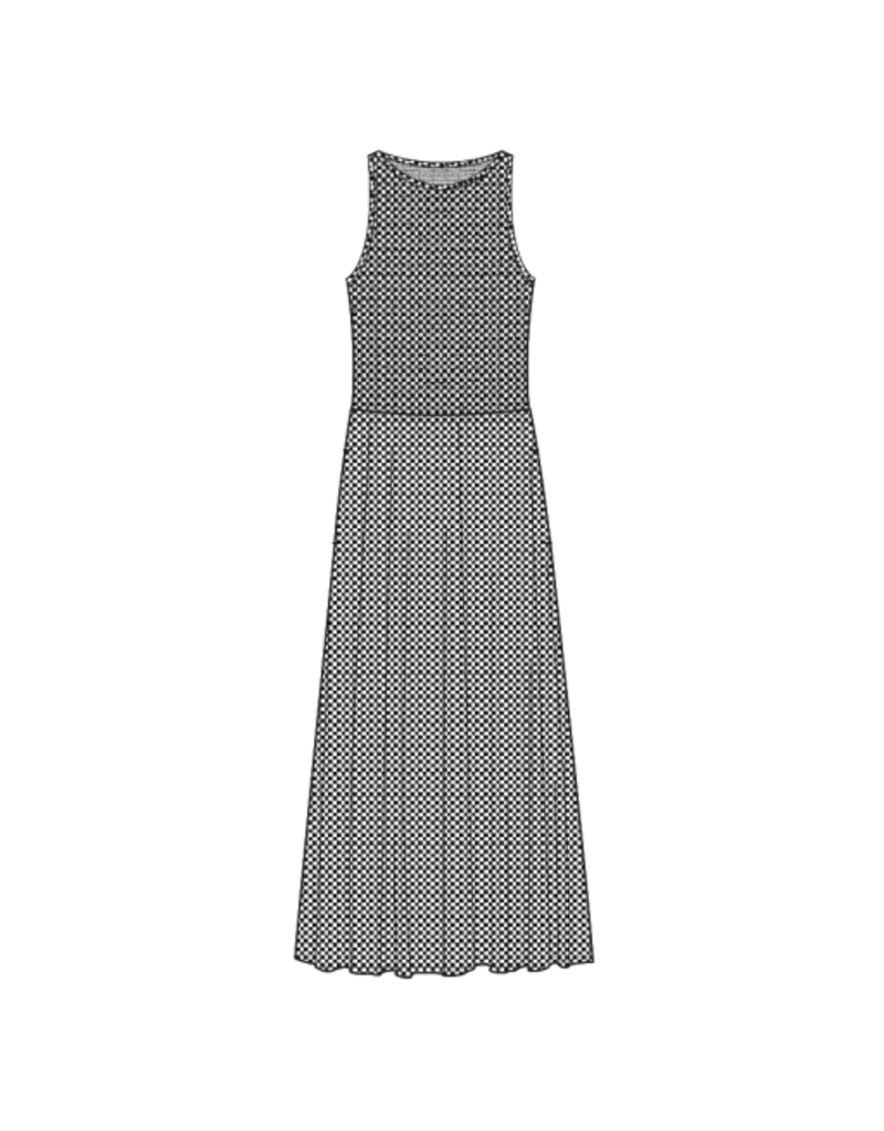 TRIBAL SLVLESS DRESS W/TOP RUCHING DTL-BLACK