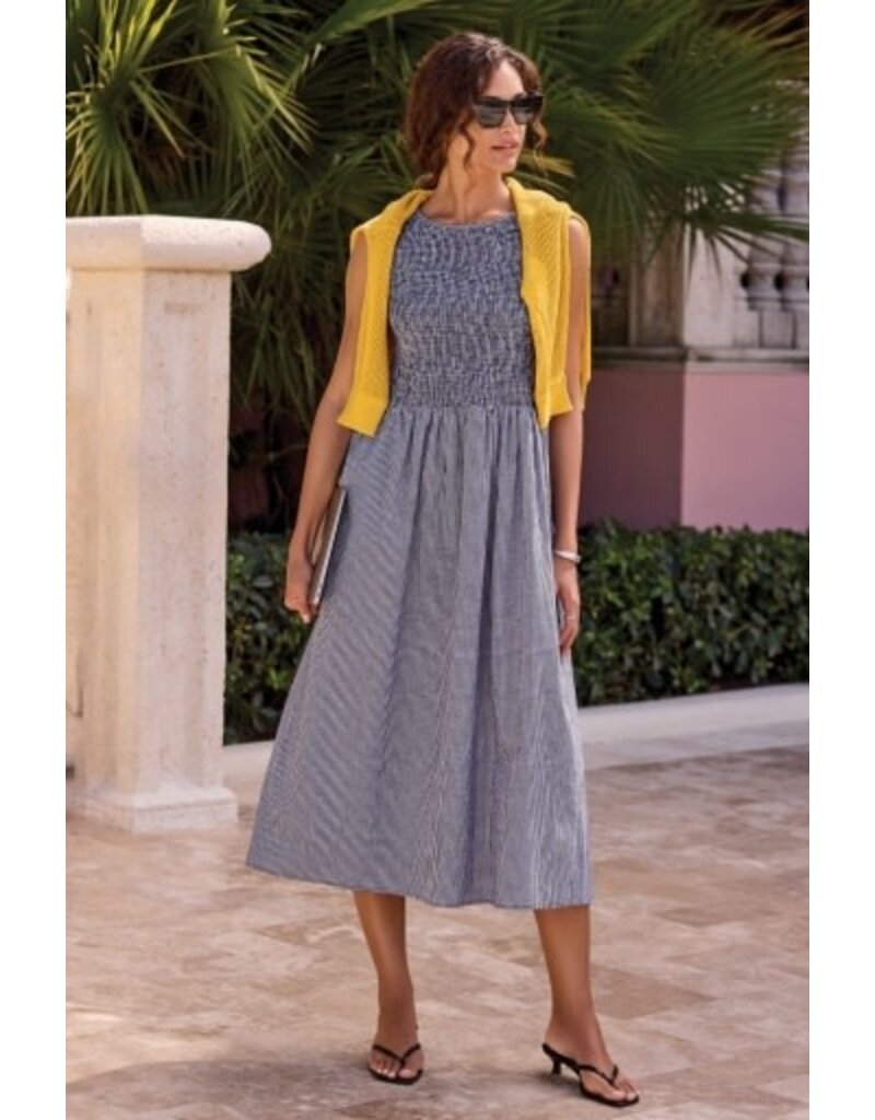 TRIBAL SLVLESS DRESS W/TOP RUCHING DTL-BLACK