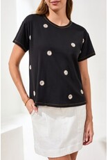 TRIBAL S/S CREW NECK TOP W/EMBROIDERY-BLACK